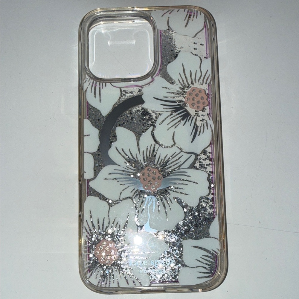 Kate Spade White Floral Glitter Phone Case